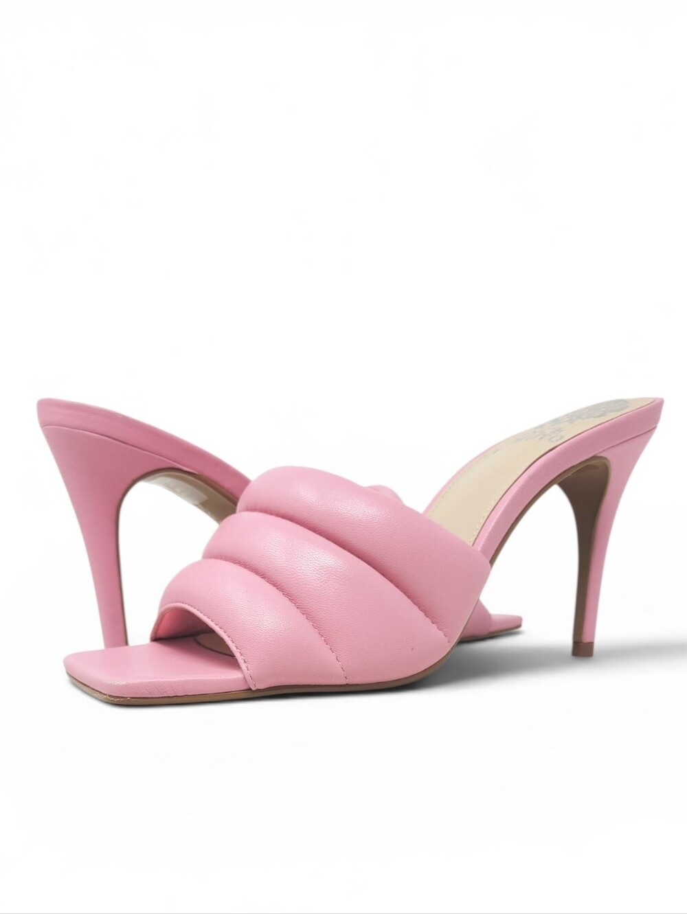 Vince Camuto Candriea Barbie Pink Puff Leather Heeled Mule Size 7.5